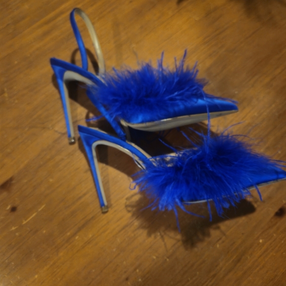 New STEVE MADDEN Woman's Shoes Back Sling SATIN FEATHERS Stiletto Heel Sz 8.5 - Picture 13 of 13